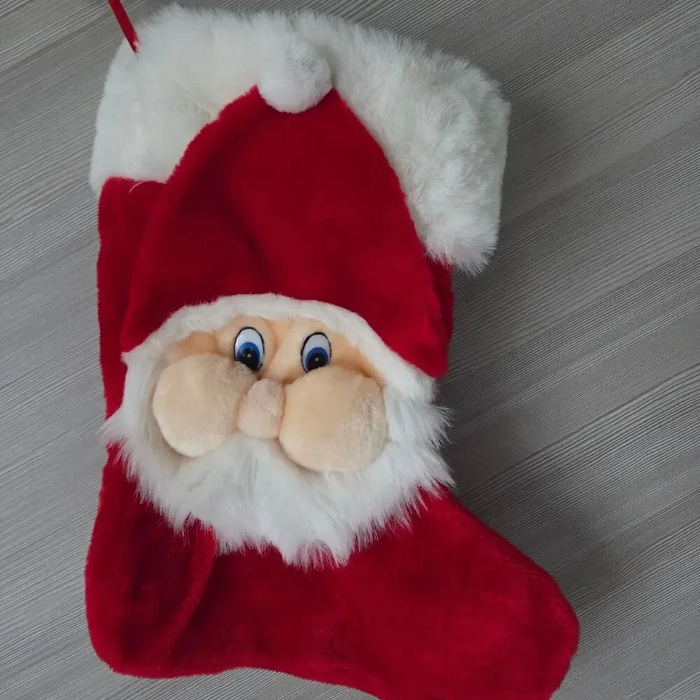 Santa Claus Plush Christmas 3D Stocking Cute‎ Festive Holiday Decor Red Soft
